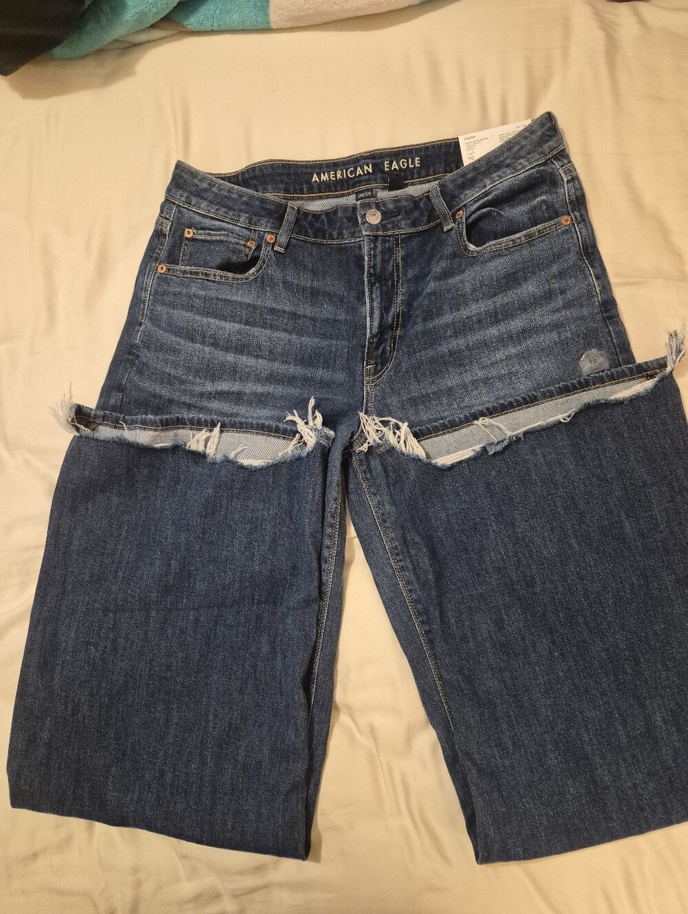 American Eagle Outfitters Dark Blue Distressed Cutoff Jeans